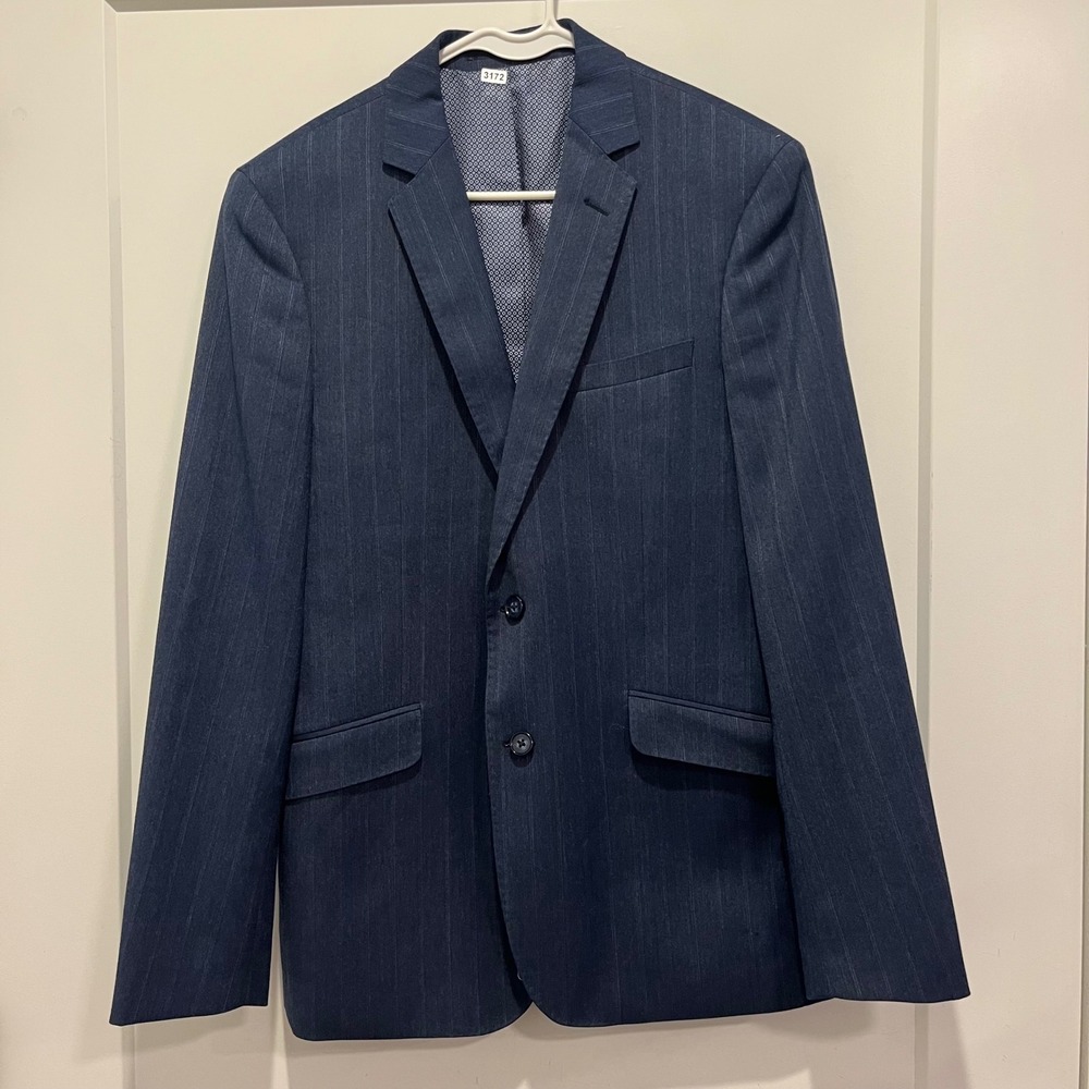 Nick Graham Mens Blue Pinstripe Two Button Blazer Suit Jacket 40R NHPSJ910